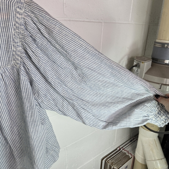 The Great Shepherd Striped Blue White Striped Long Sleeve Blouse - Picture 12 of 14